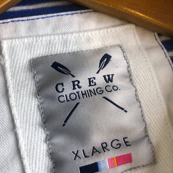 Crew Clothing Company Rugby Shirt Men XL Blue White Stripe Long Sleeve Polo - Picture 3 of 10